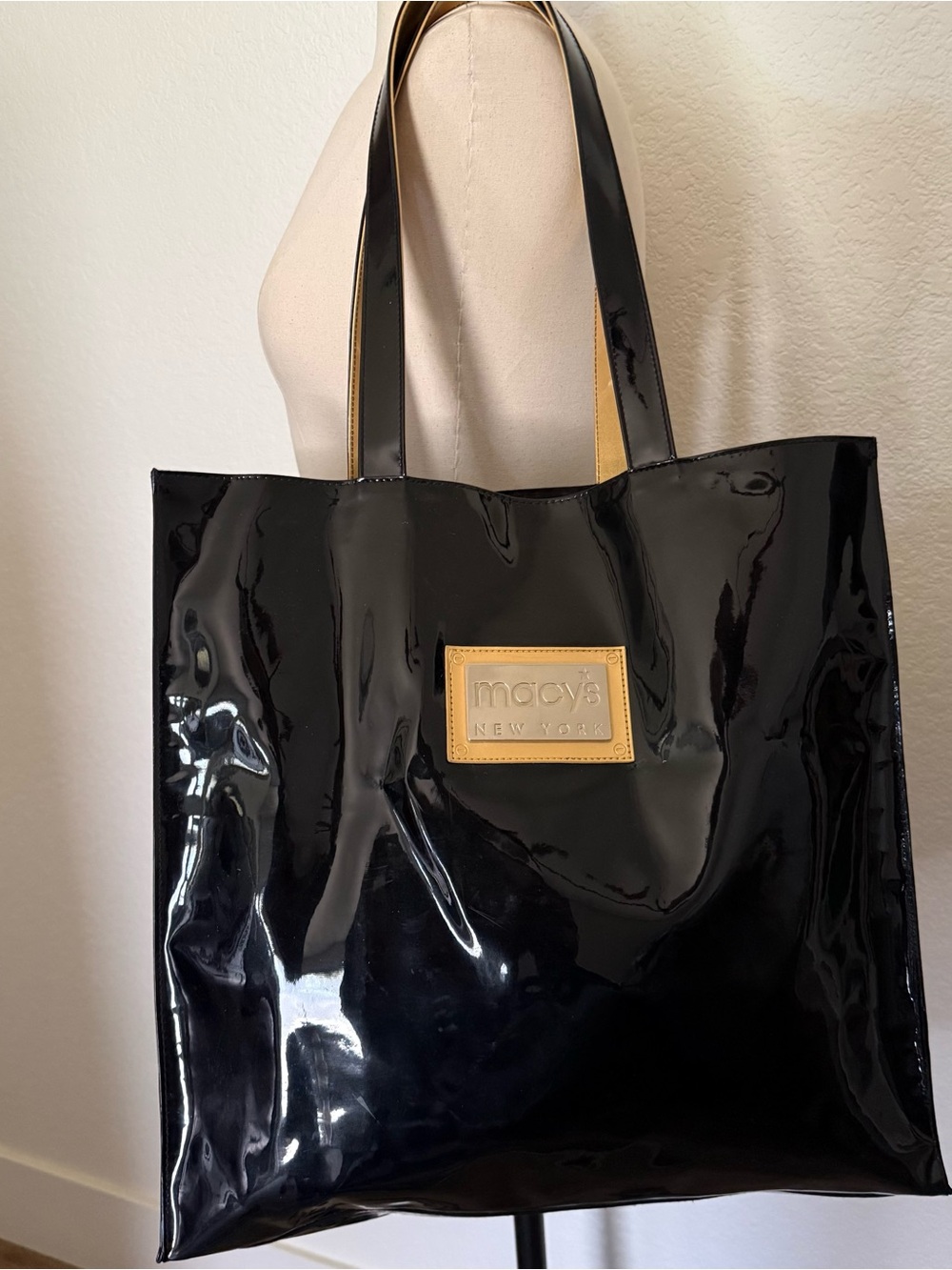 Macys New York Patent Leather Tote Bag